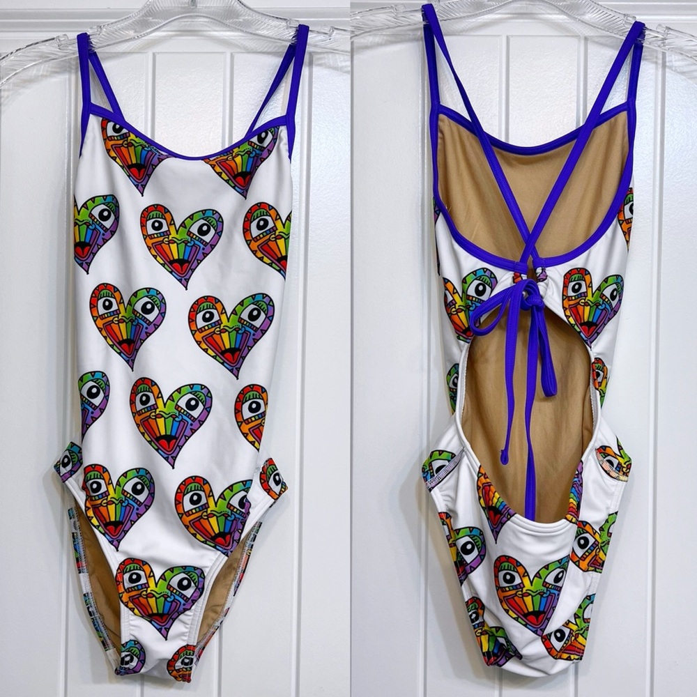 Girl’s Sporti x Tyler Wallach Heart Face Swimsuit (size 28)